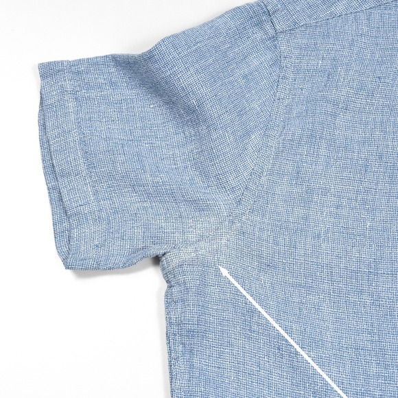 Faherty Shirt Mens Medium Blue Short Sleeve Button Up 100% Linen Beach Resort - Picture 6 of 10